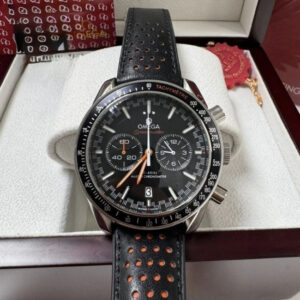 Omega Speedmaster- Couro Preto/Laranja